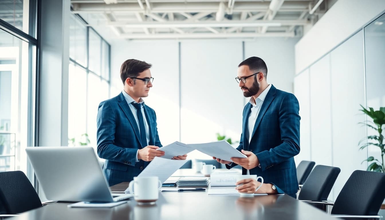 Headhunter Ingenieure im professionellen Austausch in einem modernen Büro.