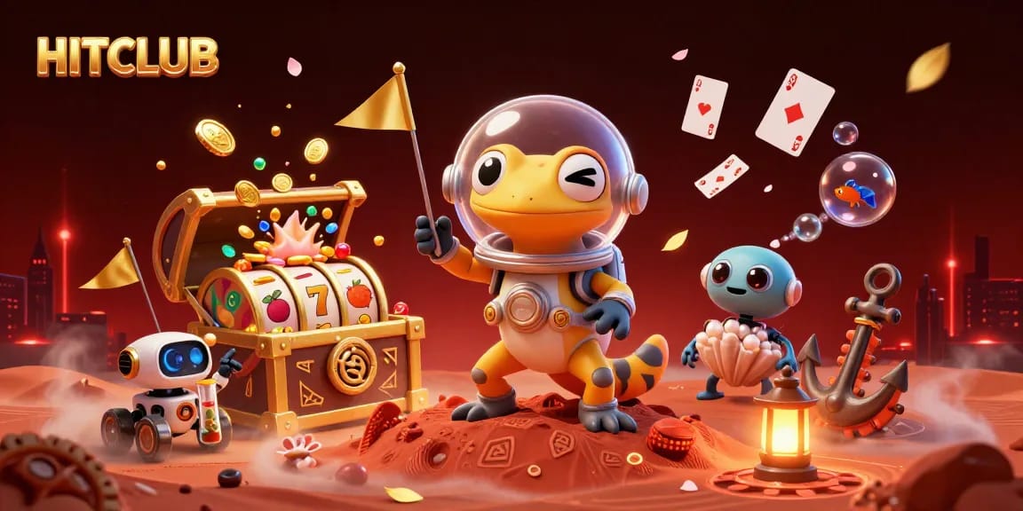 Experience HITCLUB's thrilling 3D casino adventure with vibrant game elements and engaging characters.