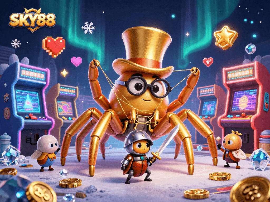 Experience thrilling gaming adventures at SKY88 with vibrant arcade visuals and enchanting characters.
