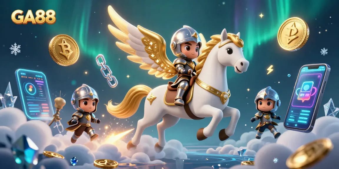 Experience GA88 with thrilling celestial scenes and vibrant casino elements in this dynamic illustration.