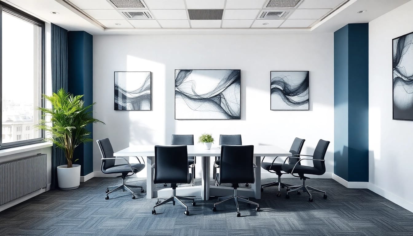 Visualisieren Sie die professionelle Atmosphäre eines Headhunter Düsseldorf Büros mit modernem Design und natürlichem Licht.