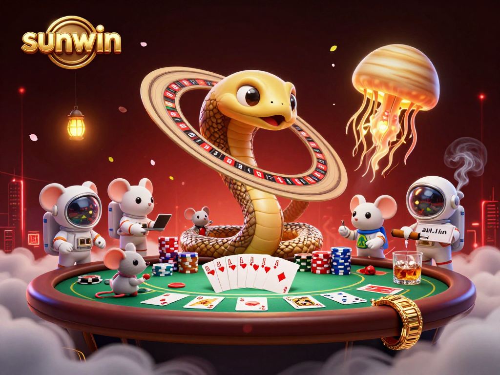 Experience the excitement of sunwin by placing bets in a casino-themed cosmic scene.
