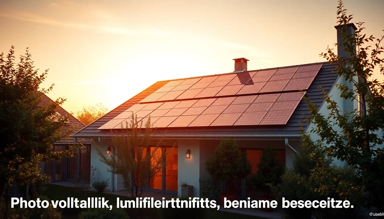 Photovoltaik Rentabilität berechnen mit nachhaltigem Wohnhaus und Solarpanels bei Sonnenuntergang.