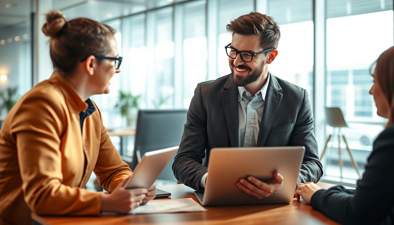 Headhunter Team in einem modernen Büro diskutiert über Personalvermittlung Außendienst.