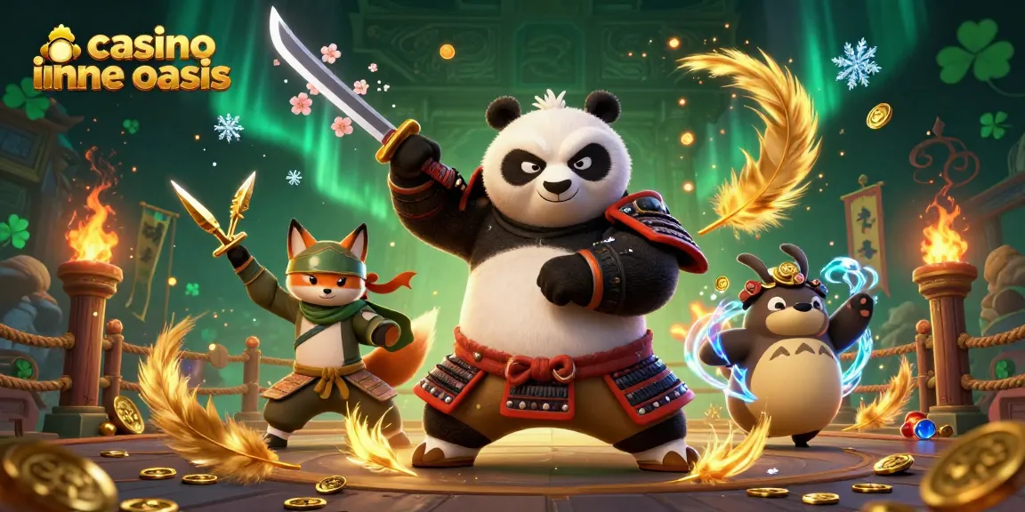 Engage in thrilling gameplay at casino ohne oasis with a dynamic samurai panda and ninja fox.