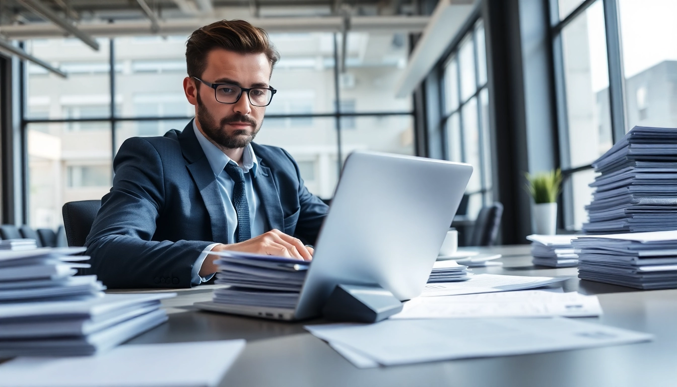 Headhunter Schweiz bewertet Lebensläufe in einem modernen Büro, um die besten Talente zu finden.