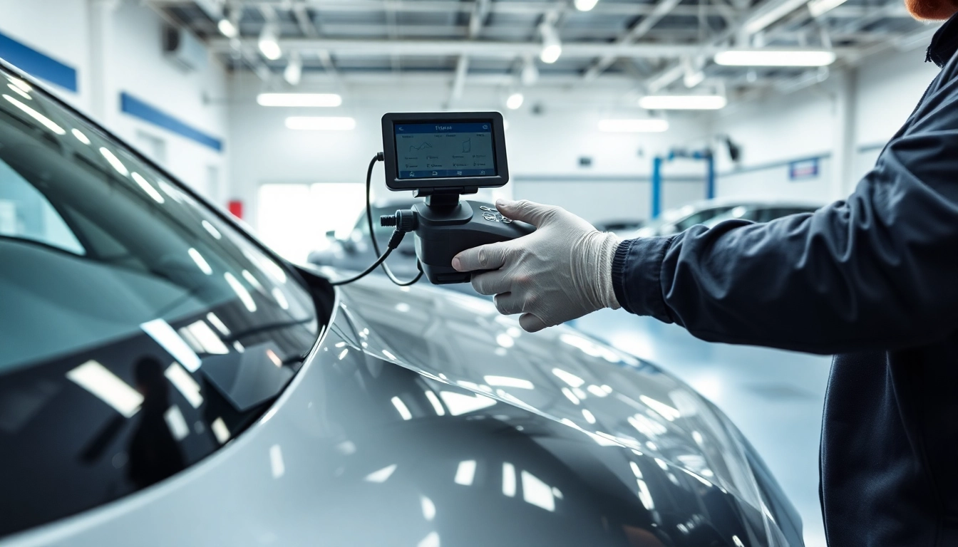 Kratzer vor Rückgabe entfernen München von einem Fachmechaniker, der professionelle Lackreparaturen an einem Leasingfahrzeug durchführt.