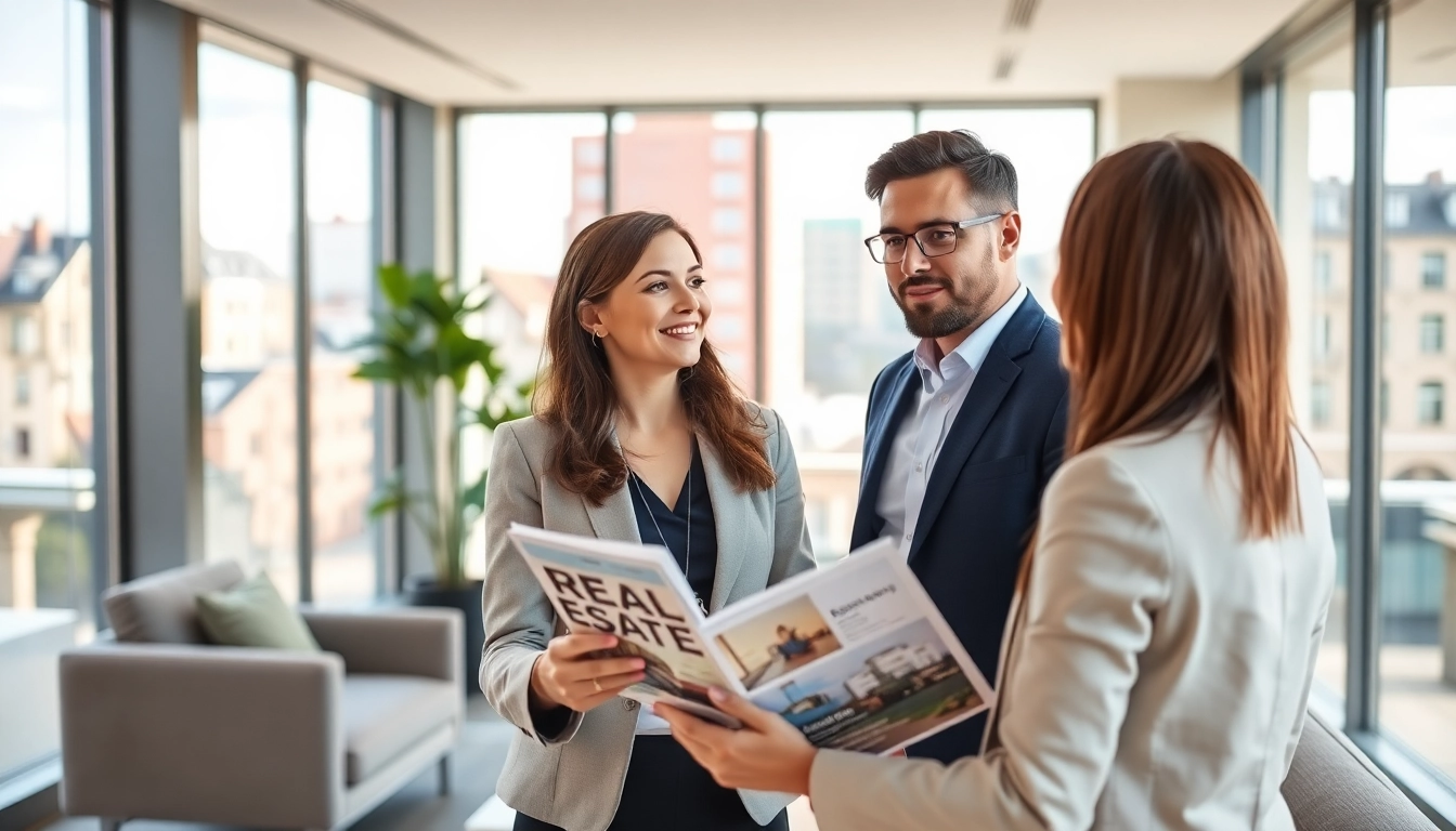 Immobilienmakler Frankfurt Sachsenhausen beraten Kunden in einem modernen Büro.