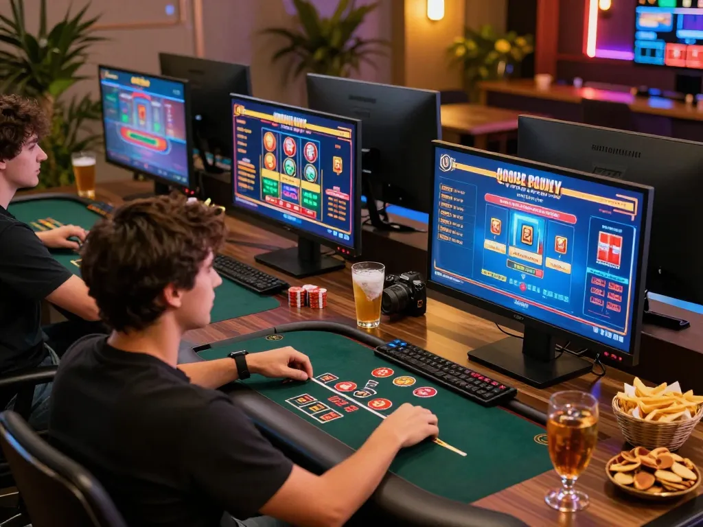 Engaged player using F168 online casino interface on multiple screens during a gaming session