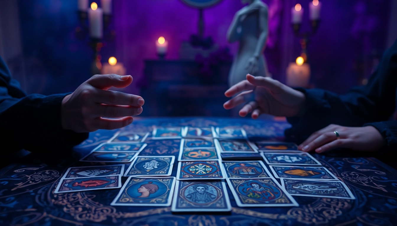 Die Bedeutung der Tarotkarten wird durch eine intime Lesesitzung im sanften Licht enthüllt.