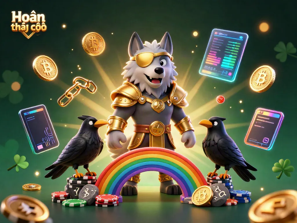 Experience Hoàn trả cược as Norse god characters navigate a vibrant casino realm filled with gold coins and mystical symbols.