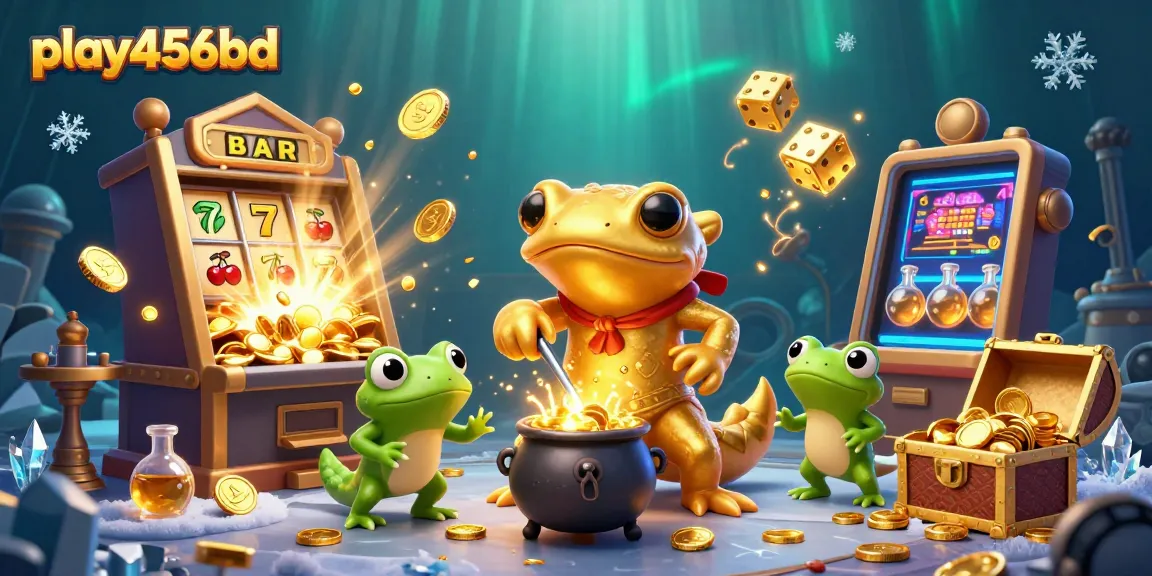 Experience the excitement of play456bd with vibrant casino gaming elements and mystical gold-making characters.