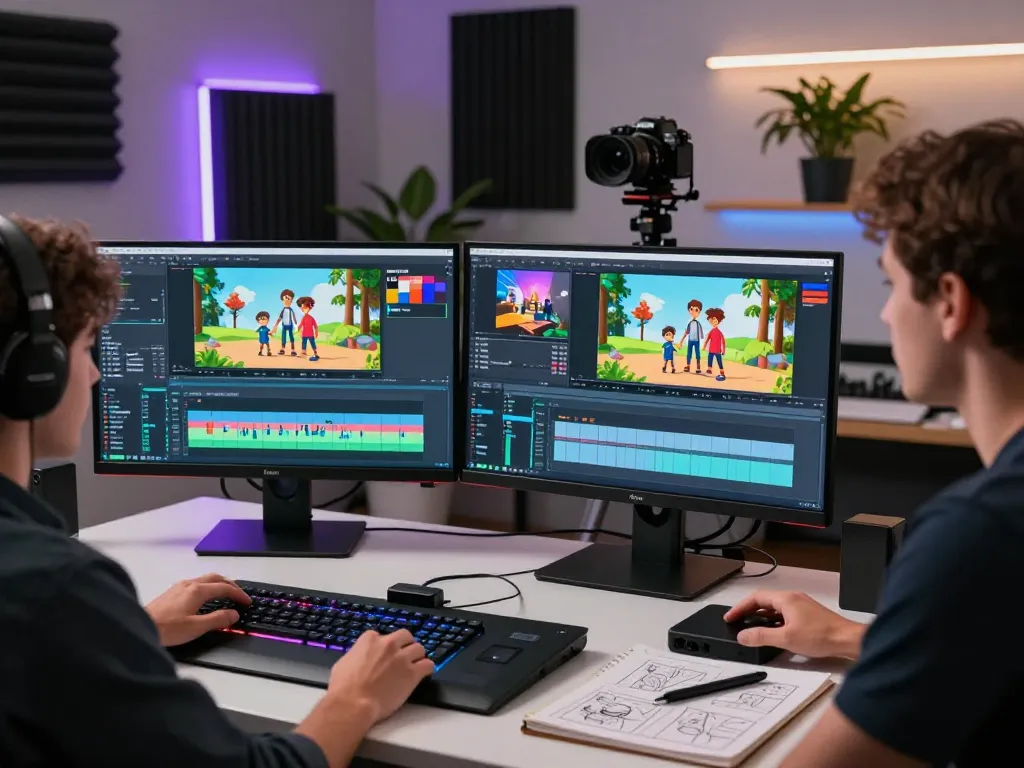 Kling 2.6 motion control in action at a video editing workspace with vibrant animations and modern technology.