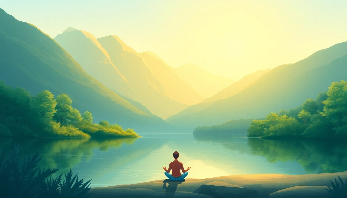 Emotional wellbeing depicted through a peaceful lake setting, highlighting mindfulness and tranquility.