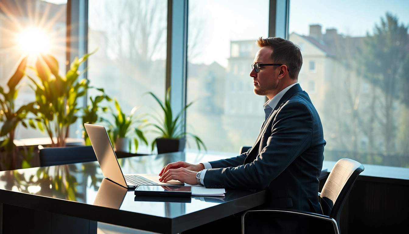 Headhunter Krefeld, professioneller Personalvermittler bei der Arbeit in modernem Büro.