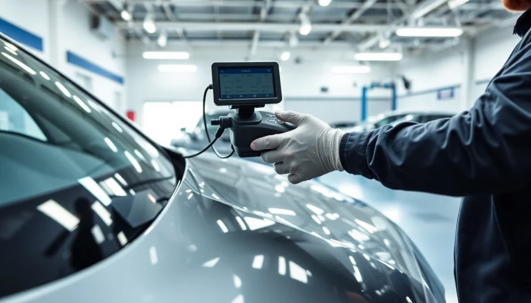 Kratzer vor Rückgabe entfernen München von einem Fachmechaniker, der professionelle Lackreparaturen an einem Leasingfahrzeug durchführt.