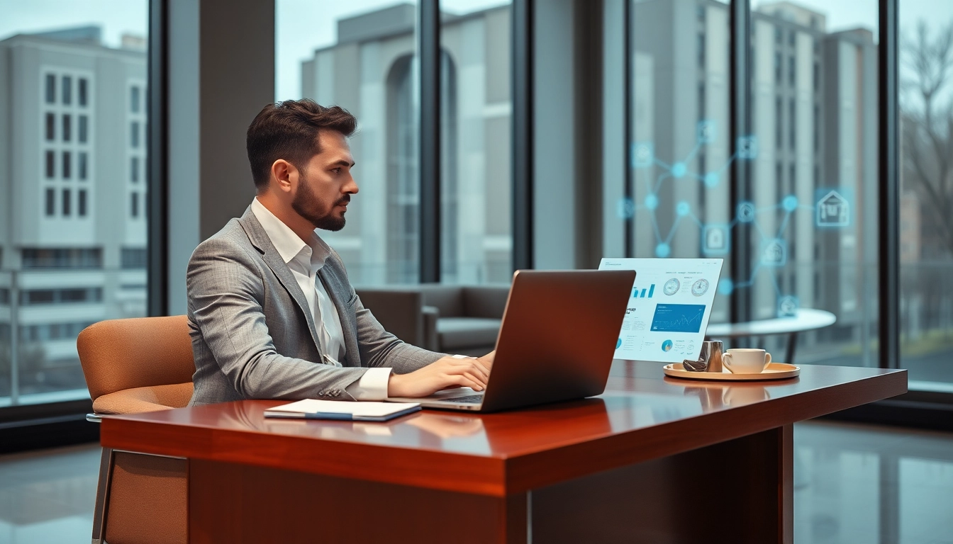 Headhunter IT bei der Arbeit in modernem Büro, konzentrierte Stimmung.