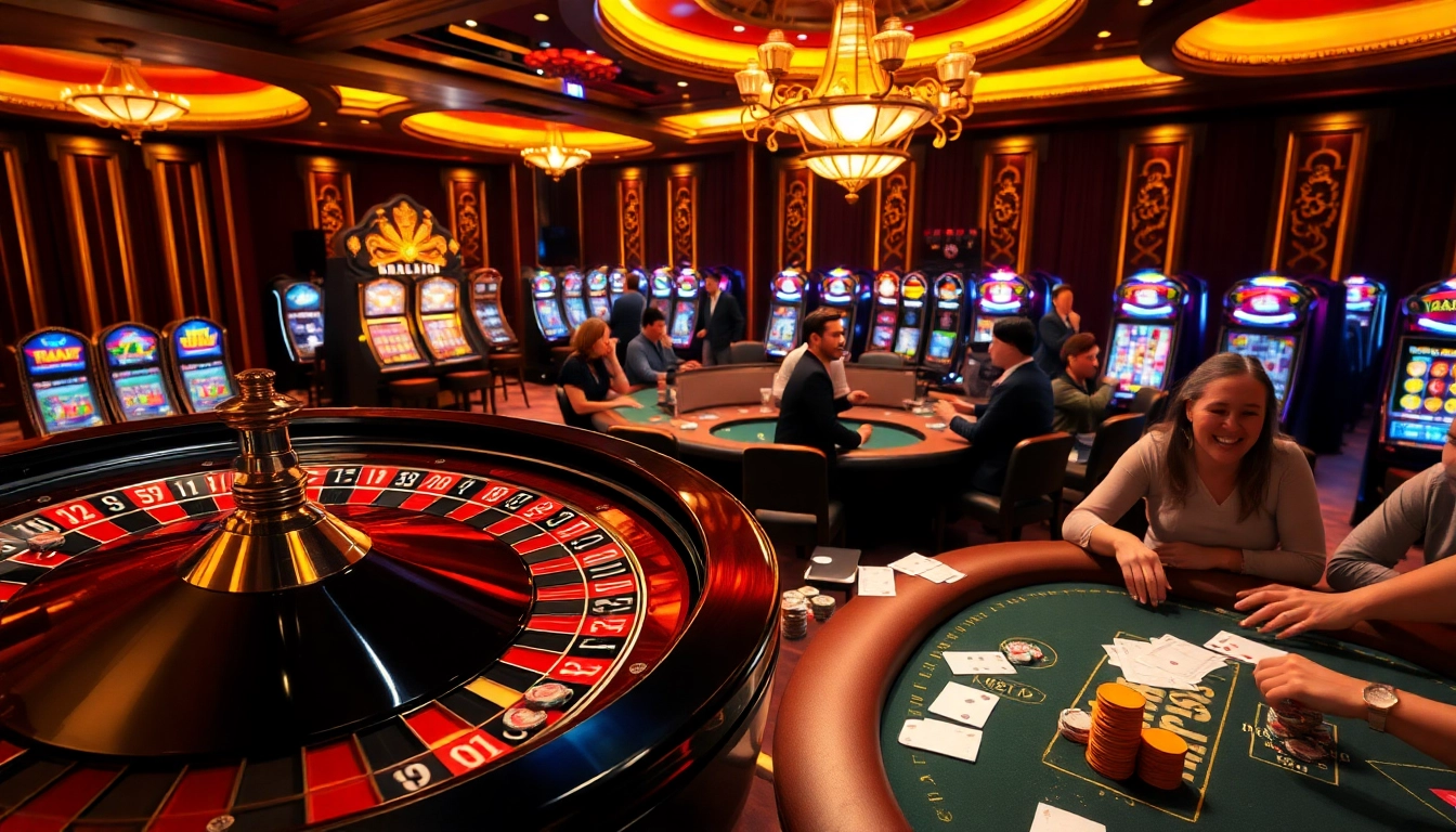 32WIN players enjoying a thrilling casino atmosphere at the poker table and roulette wheel.