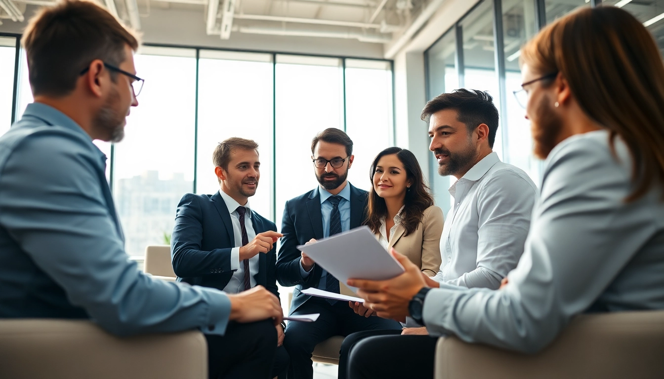 Headhunter Schweiz bespricht Strategien mit einem vielfältigen Team von Fachleuten.
